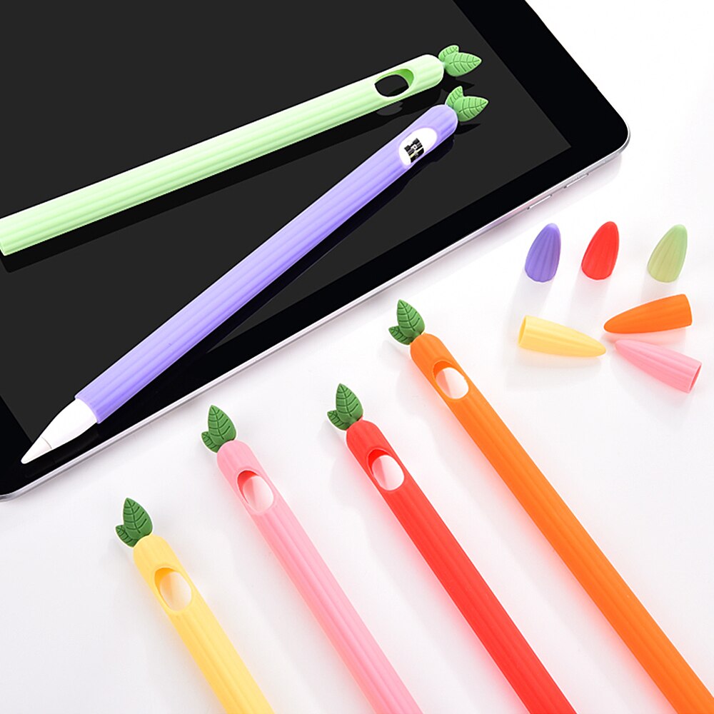 Soft Carrot Silicone For Apple Pencil 1 2 Case Compatible For Tablet Touch Pen Stylus Protective Sleeve Cover Coque Anti Lost