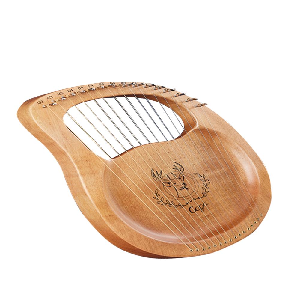 16-Tone Log Lyre Portable Musical Instrument Harp 16-Strings Solid Wood Veneer Lyre Stringed Instrument: Default Title
