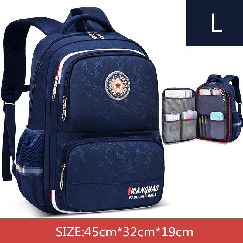 Waterproof Schoolbag kids Backpack Book Bag Children Orthopedic School Bags For Boys Girls Primary School Backpacks Mochila: L blue