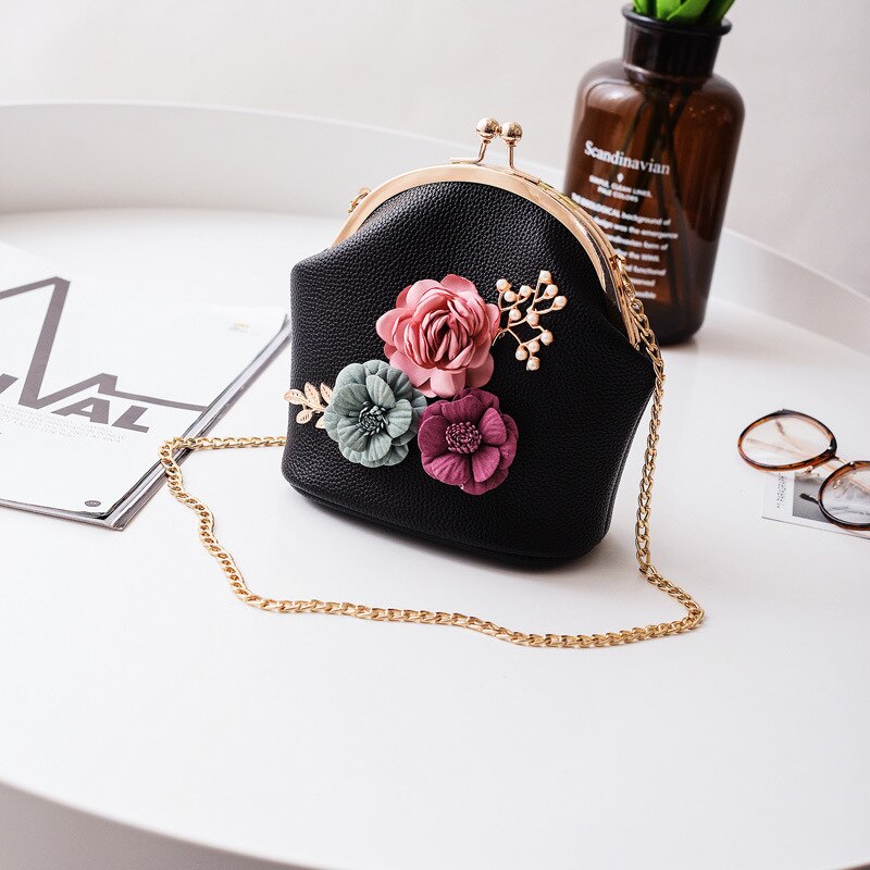 Beibaobao summer women bags panelled three-dimensional flower shell bag pearl chain shoulder bag