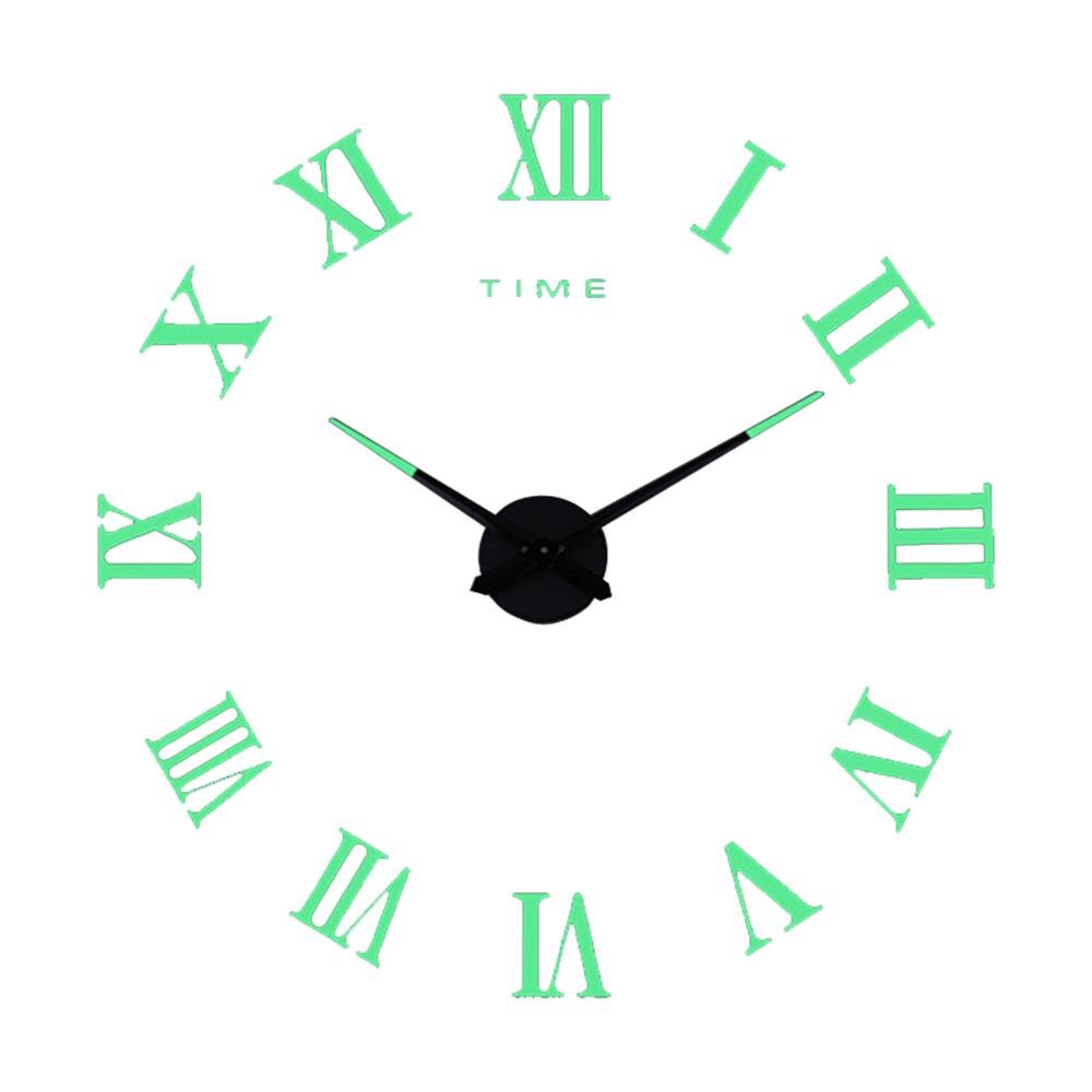 DIY Mirror Stickers Modern DIY Wall Clock 3D Stickers Home Decor Decoration Mute Quartz Luminous Wall Clock