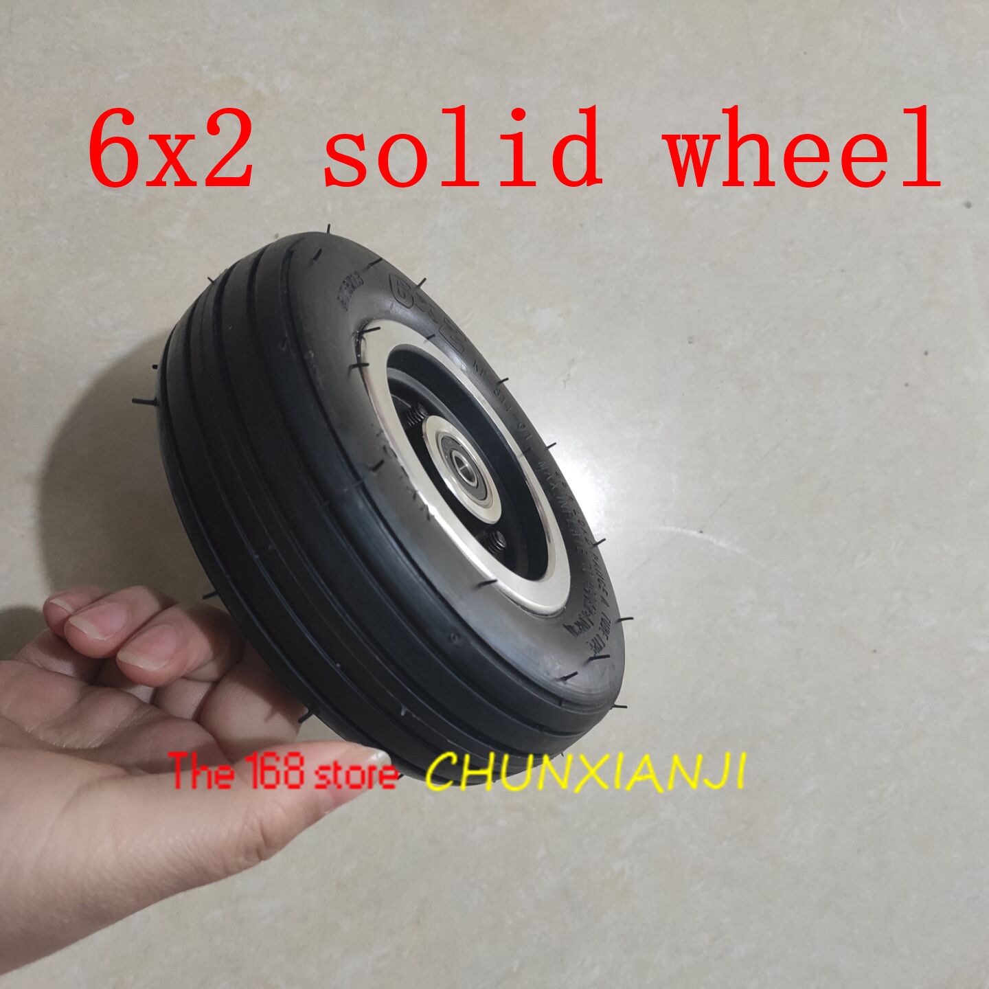 Good 6 Inch Electric Scooter Wheel 6x2 Solid Tire Metal Hub for Trolley Cart Wheel
