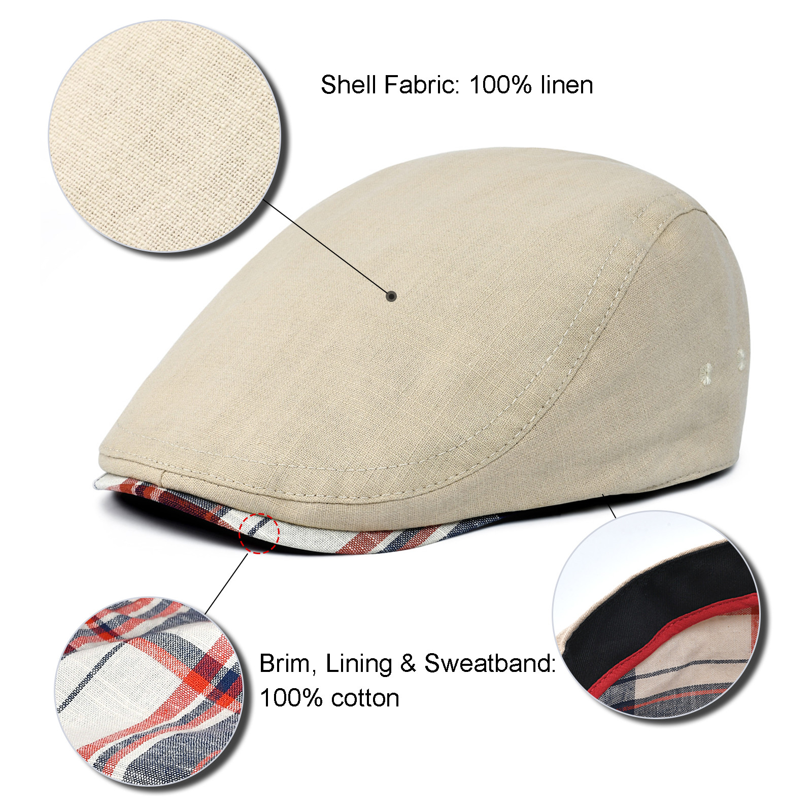 JANGOUL berretto di lino berretto piatto irlandese per uomo berretto da strillone aderente Casual cappello classico regolabile Ivy Gatsby