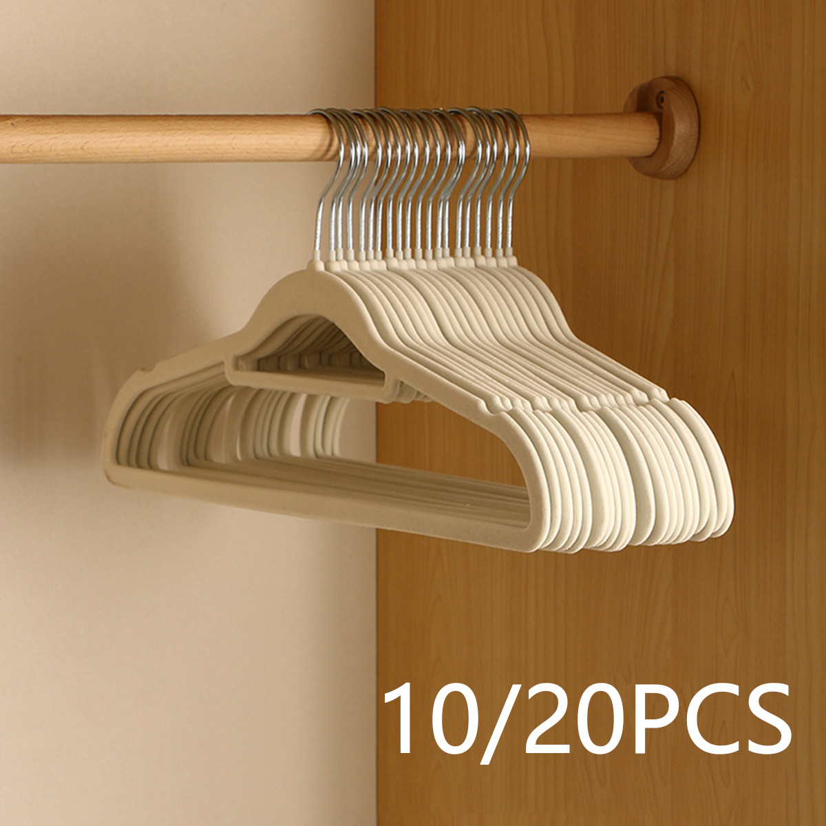 Cintres en velours haut de gamme, cintres en feutre floqués coordonnants, cintres solides, cintres Rap-Duty et cintres trempés, 10/20 pièces cintres pour Vêtements Durables et Fins, Beige, Gris, Noir, pour Gagner de l'Espace dans le Placard