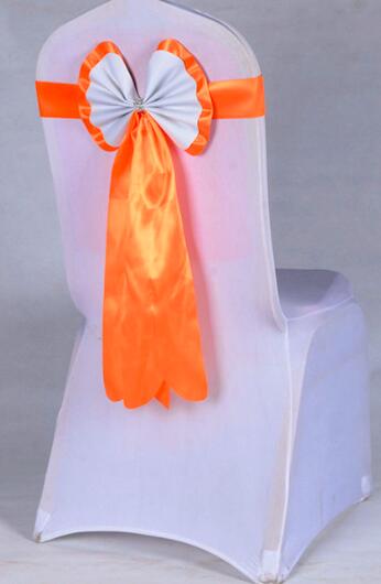 Satijn Stoel Sjerpen Stoel Sash Bow van Bruiloft Satijn Lint Doek stoel Sash Strik van Wedding Banquet Party Hotel Kerkbank Stoel Bogen: ORANGE