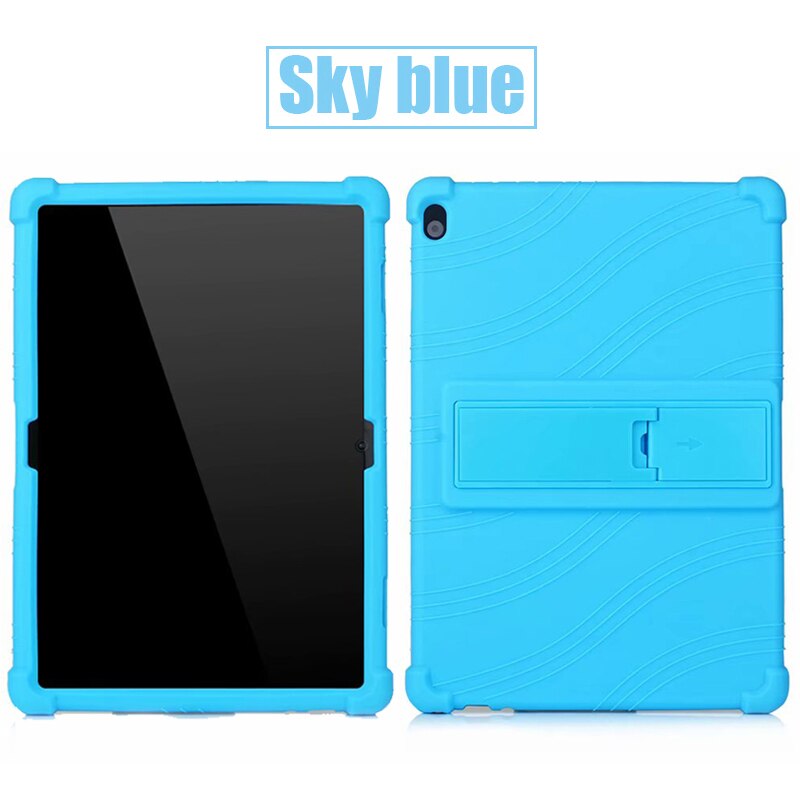 Étui souple en silicone pour Lenovo tab M10 TB-X605F onglet TB-X505L P10 TB-X705F TB-X705L 10.1 pouces tablette PC étui de protection + Film + stylo: Sky Blue / Tab P10 TB-X705