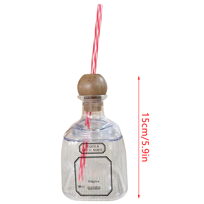 Reusable Cups With Straw Hole Patron Bottles Empty For Drinks Plastic Mini Patron Tequila Bottles Patron Liquor Bottle Cups: Default Title