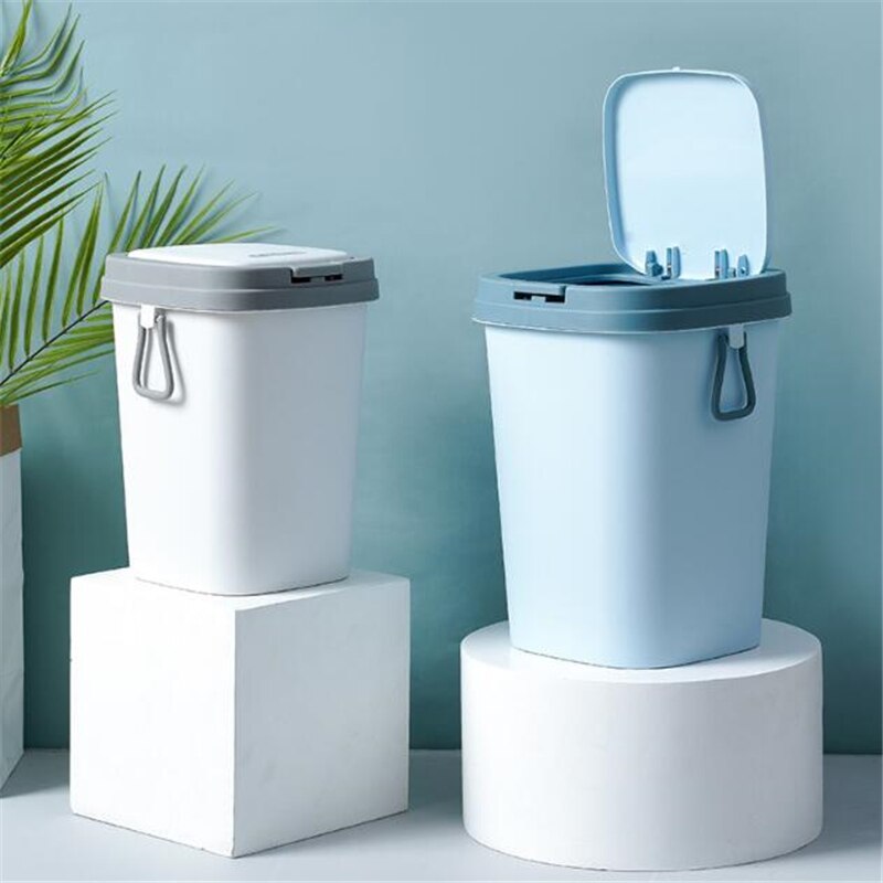 1Pc Nordic Druk Deksel Prullenbak Huishouden Woonkamer Badkamer Afval Bin Kantoor Vuilnis Houder