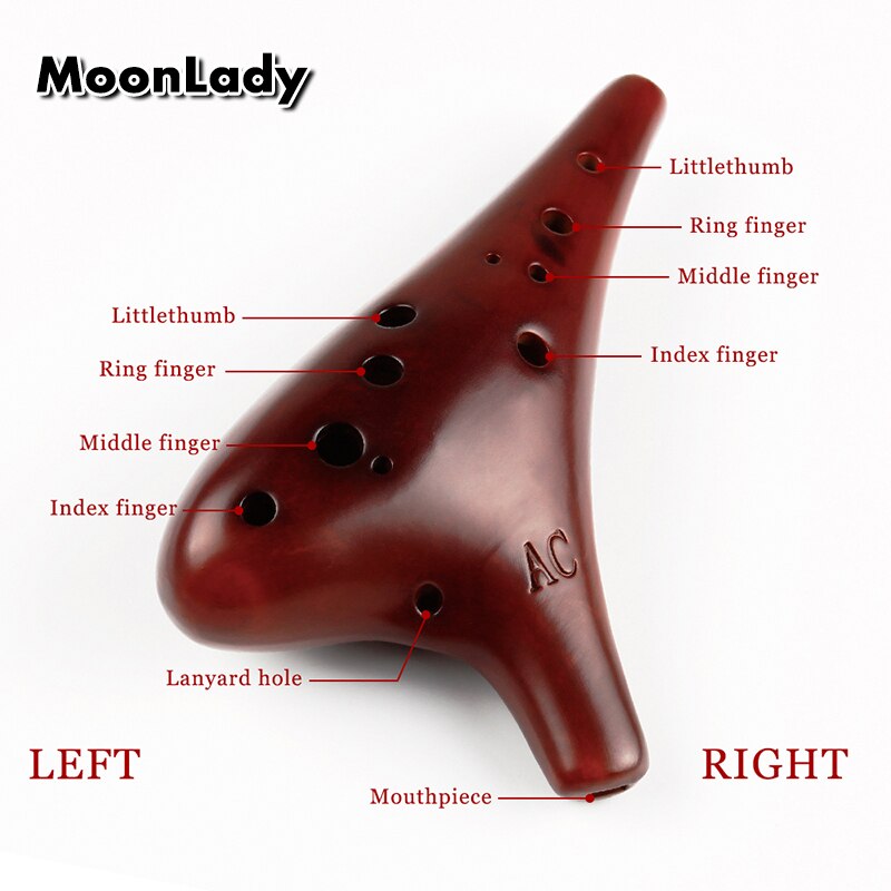 Alto C Strawfired Ocarina Classic Brandende Glazuur Muziek Instrument Ocarina 12 Gaten Keramische Ocarina Houtblazers Instrument