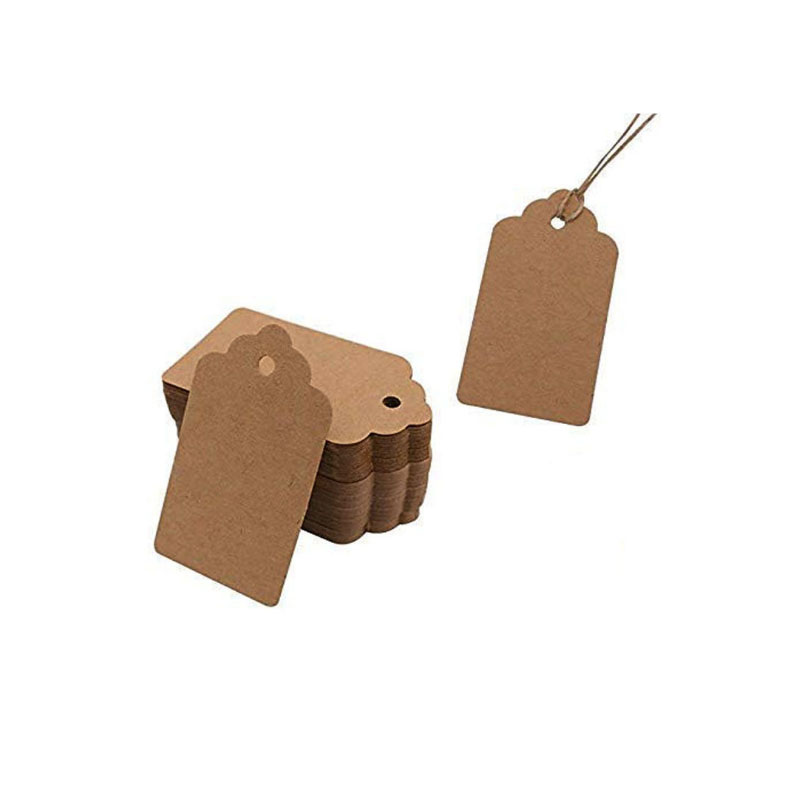 100 st 2*4cm lager kraftpapper hängetiketter bokmärke bröllop jul pilgrimsmussla etikett tomt bagage event & festtillbehör