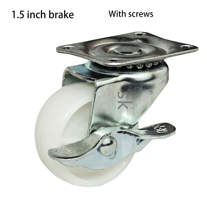4pcs/lot 1.5 inch white nylon Wheel with brake Sma... – Grandado