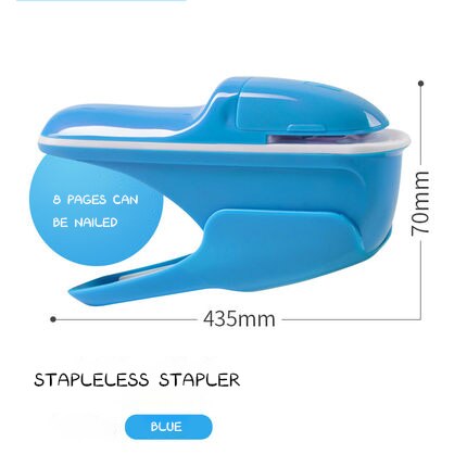 Stapler Needle-Less Stapler Hand-Held Mini Office Supplies For Students Safe And: Blue