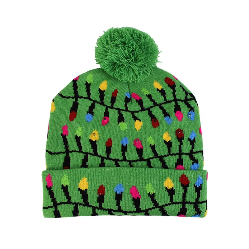 Julehuer beanie sweater led lys strik hue julepynt natal elg hue lys op strikket hue til børn: B04