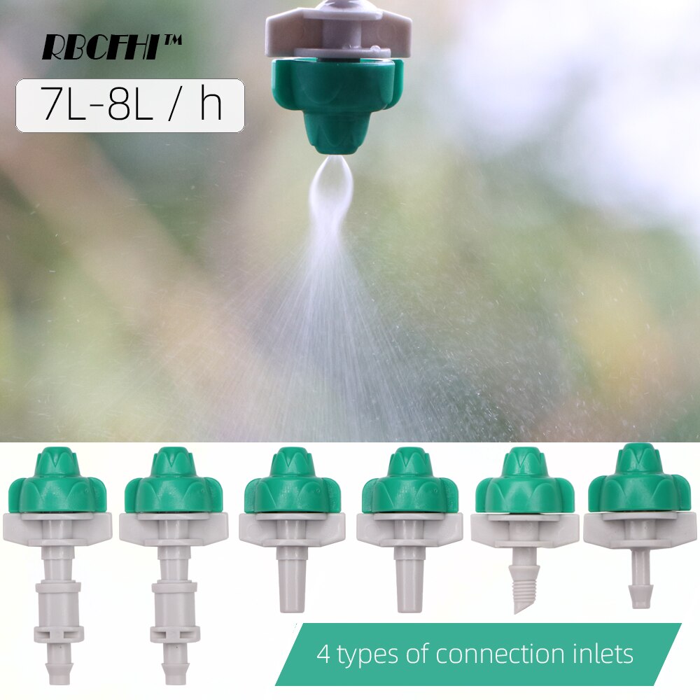 RBCFHI-boquillas rociadoras para jardín con cabezal de Aspersor de riego, rociador fino de chorro para paisajismo, 15 uds, 7-8L /h