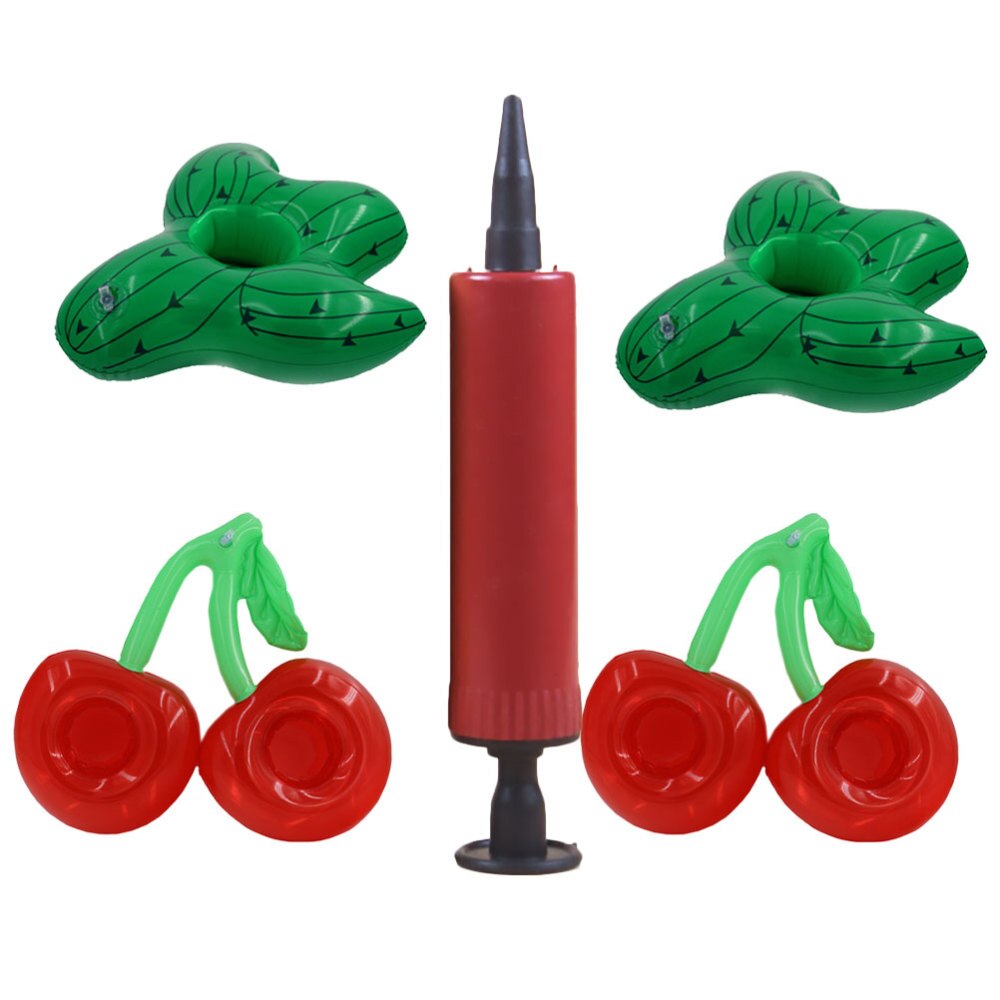 5Pcs Twee Mond Opblaasbare Cherry Vorm Onderzetters Cactus Vormige Drinken Bekerhouder Strand Drijvende Bekerhouder Zomer Party Gunsten S