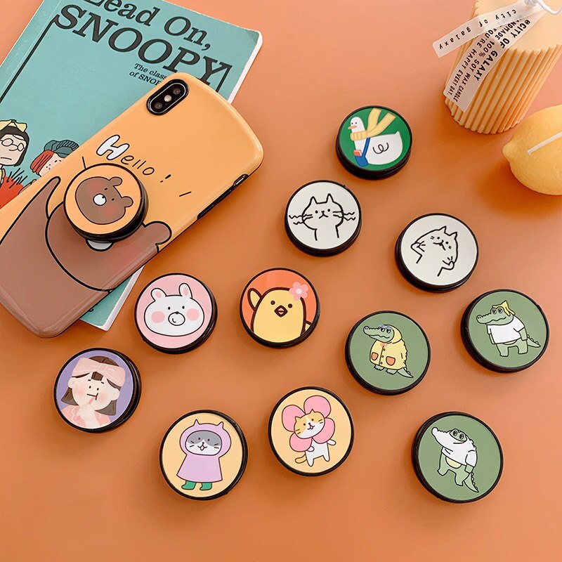 Engraçado dos desenhos animados dobrável suporte para o telefone móvel titular para huawei para iphone xs 7 plus caso do telefone bonito universal aperto kichstand