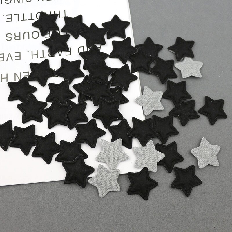 30 stuks 2.5cm stervormige vilten lapjes applicatie voor knutselen/kleding/haarspeld diy scrapbooking doos decoratie accessoires: Zwart