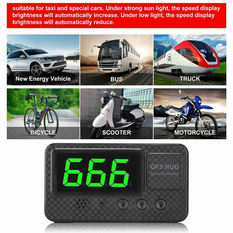 3 tommer bil digital gps speeeter head up display med hastighedsalarm træthedsalarm til køretøj lastbil motorcykel suv
