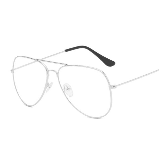 SGYOUWANT-Gafas de estilo aviador para hombre y mujer, lentes transparentes con montura dorada, clásicas, para leer: Silver