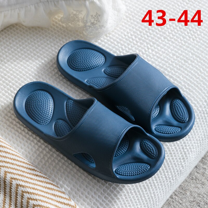 Xiaomi Women's Home Massage Slippers Female Summer Slides Indoor Bathroom Non-slip Flip Flop Sandals Men Soft Sole Soft Shoes: Blue 43-44