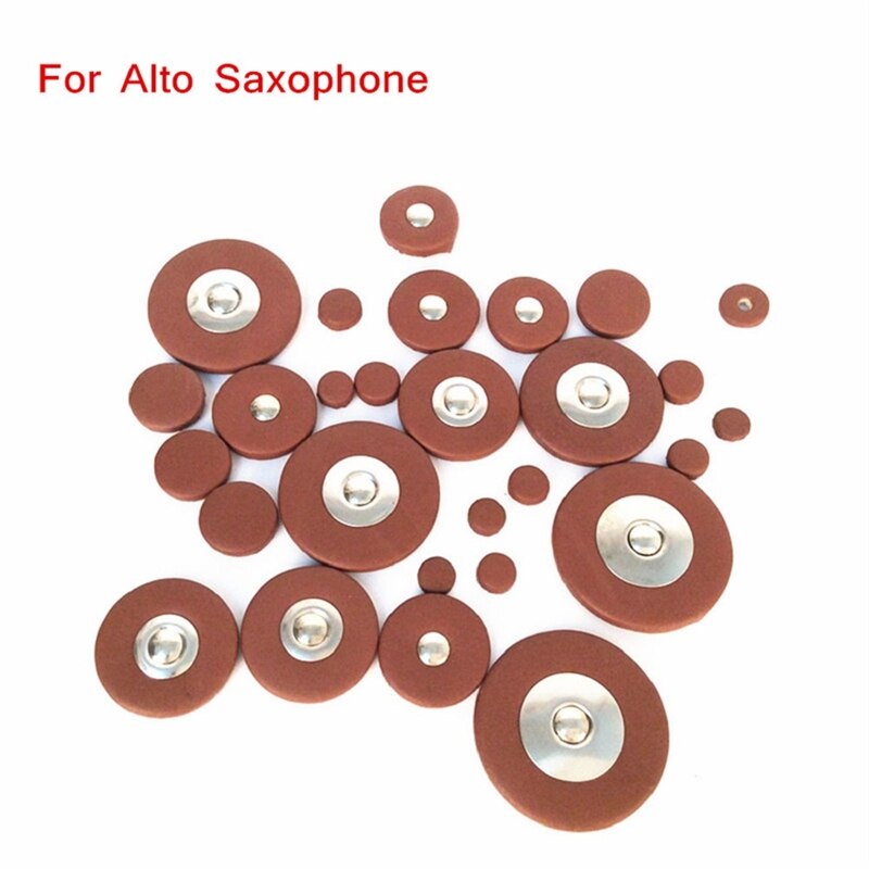 Sassofono SAX di Ricambio A Fiato Marrone Fuax In Pelle Pastiglie Tenore/Soprano /Alto
