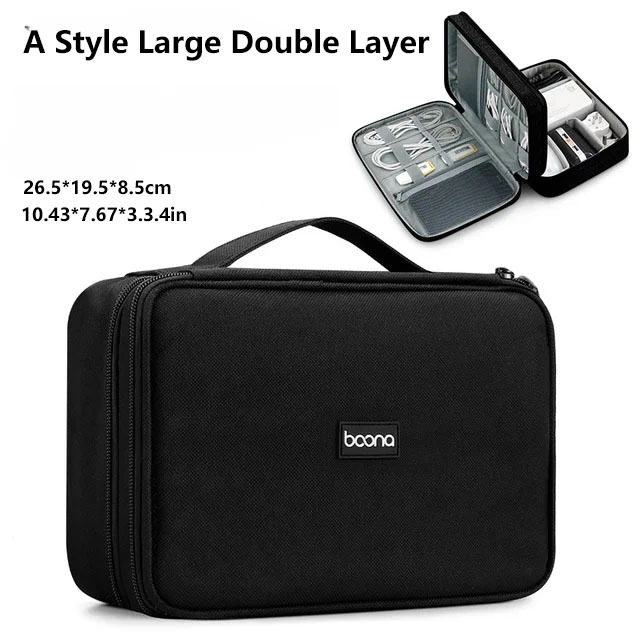 Stoß feste digitale Aufbewahrung tasche Elektronik geräte Zubehör Digitalis ierung Pack wasserdichte USB-Ladegerät Stecker Kabel Organizer Tasche: Schwarz