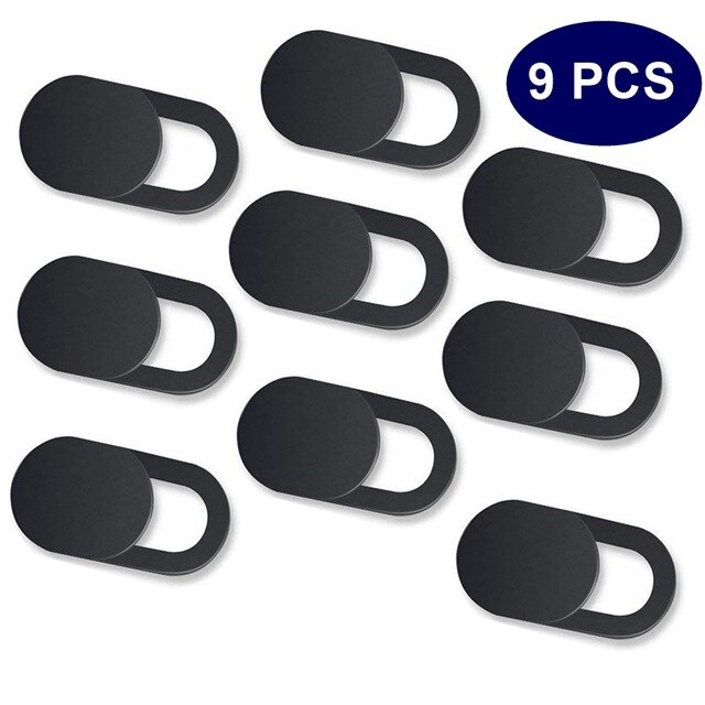 9PCS Universal WebCam Cover Shutter Magnet Slider Plastic Camera Cover For Web Laptop iPad PC Macbook Tablet Privacy Sticker: 9 black