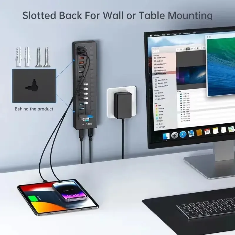 Acasis usb-c-hub 16- -i- -1 med gratis usb-c till usb-adapter, usb-a /c 3.0 för tangentbord, mus, skrivare, typ-c-hub för macbook pro