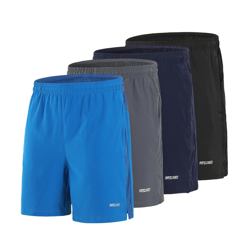 Arsuxeo herr snabbtorkande sport löparshorts träning jogging träningsshorts fickor gymkläder lös passform