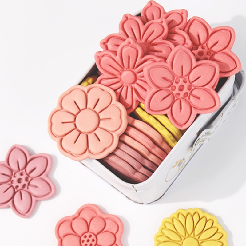 5 Style Flower Cookie Cutter Mold Floral Fondant Cookie Cutter Mold Cookie Decoration Tools Plastic Biscuit Baking Mold