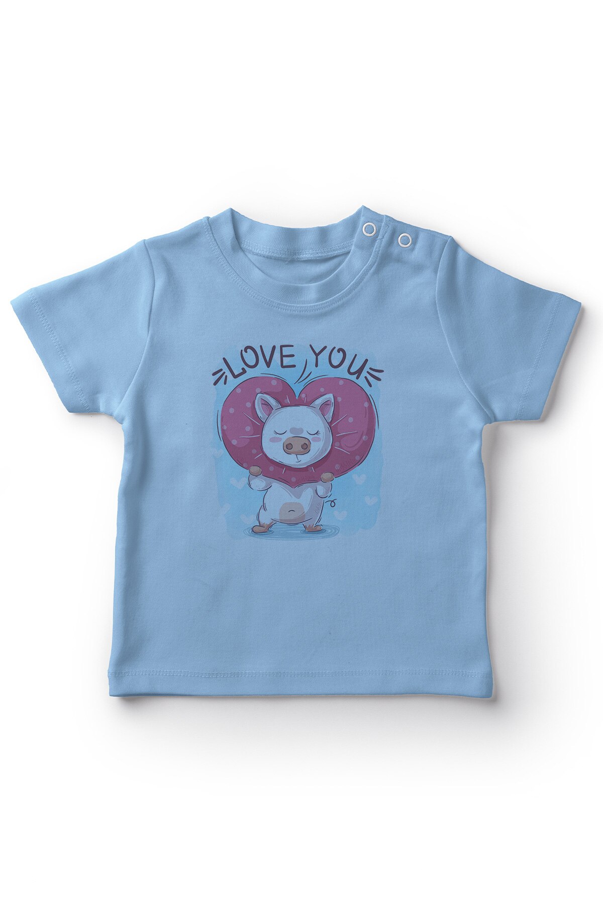 Angemiel bébé coeur crinière porteur cochon garçons bébé T-Shirt bleu