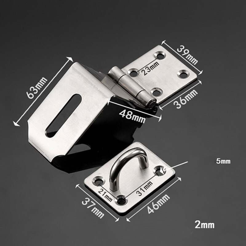 Loquet de serrure de cadenas en argent, à Angle droit, boucle de porte en acier inoxydable à quatre trous