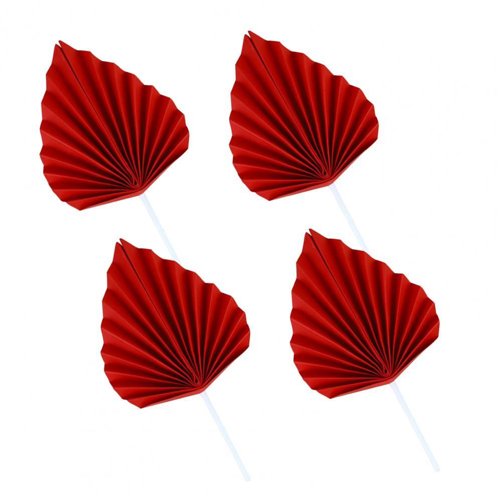 4 Set Nuttig Soft Touch 5 Kleuren Topper Decor Mini Imitatie Palm Bladeren Taart Decoratie Partij Levert Taart Decoratie:  Red S