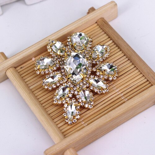 Gold Rhinestone And Clear Glass Gold-Rimmed Cube Glass