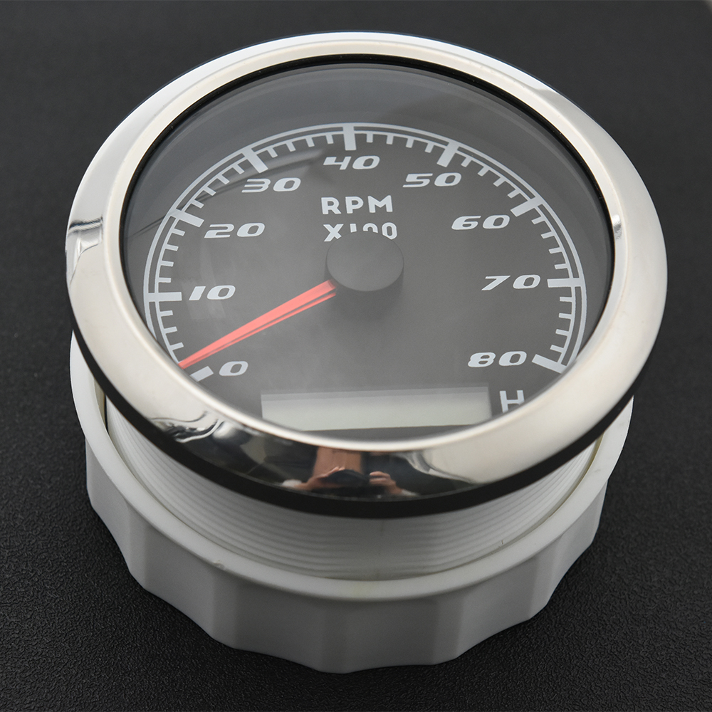 8k 85MM Tachometer Gauge Red Backlight With Hour Universal Waterproof Tacho Meter Tachometer Sensor For Marine Car 9-32V