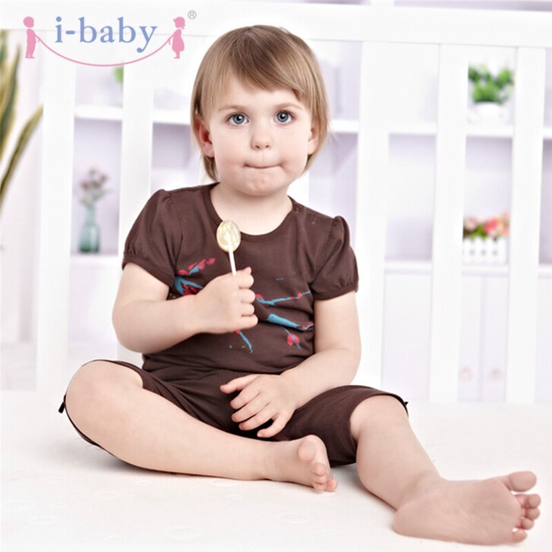 i-baby Baby Clothes Newborn Infant T-shirt Boy Girl 100% Cotton Tees Short Sleeve Kids Cartoon T-Shirts Clothing Brown