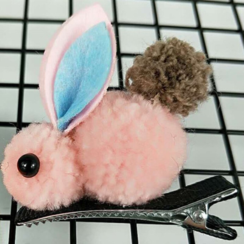 bandeau de dessin animé animal fait à la main en peluche lapin mignon coiffe unique fille pompon bandes de caoutchouc 6 couleur cheveux accessoires: 17