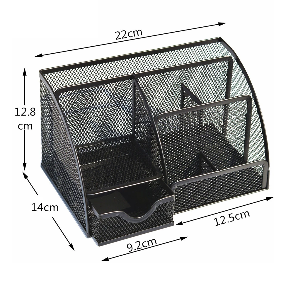 Organizador de escritorio de malla metálica, organizador de escritorio para oficina, soporte de almacenamiento, lápiz, bolígrafo, artículos diversos, caja de insignias, suministros de papelería