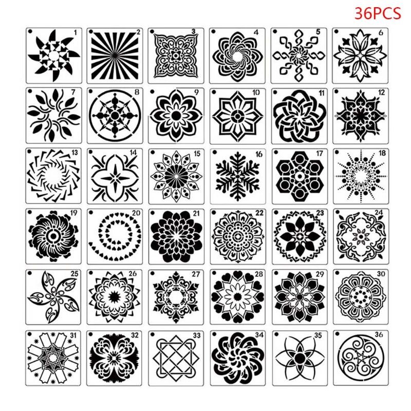 9 Stks/set Mandala Stencil Tekening Sjabloon Voor Tegel Floor Schilderen Board Diy Album Scrapbooking Decor