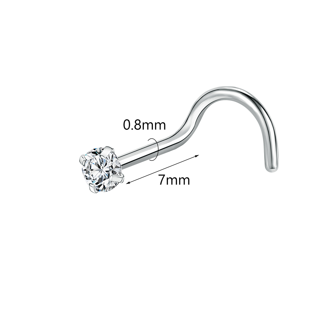 ZS 18/20G 925 scheggia narice piercing Placcato Oro Naso Borchie Zircone Lucido Setto Anelli Al Naso per Le Donne Reale sterlina Naso perno: nero / arancia