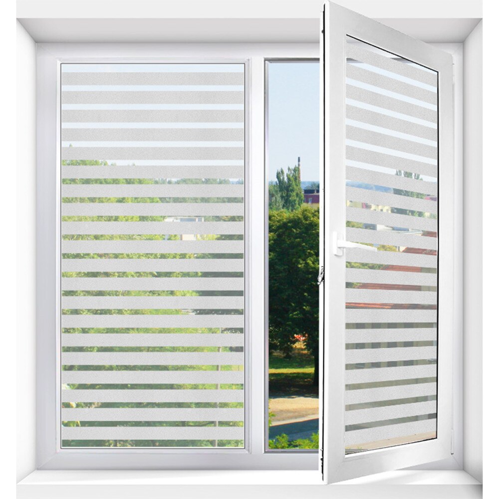 60"x12" Frosted Opaque Glass Window Film Privacy Glass Stickers Home Decor White Narrow Stripe Office