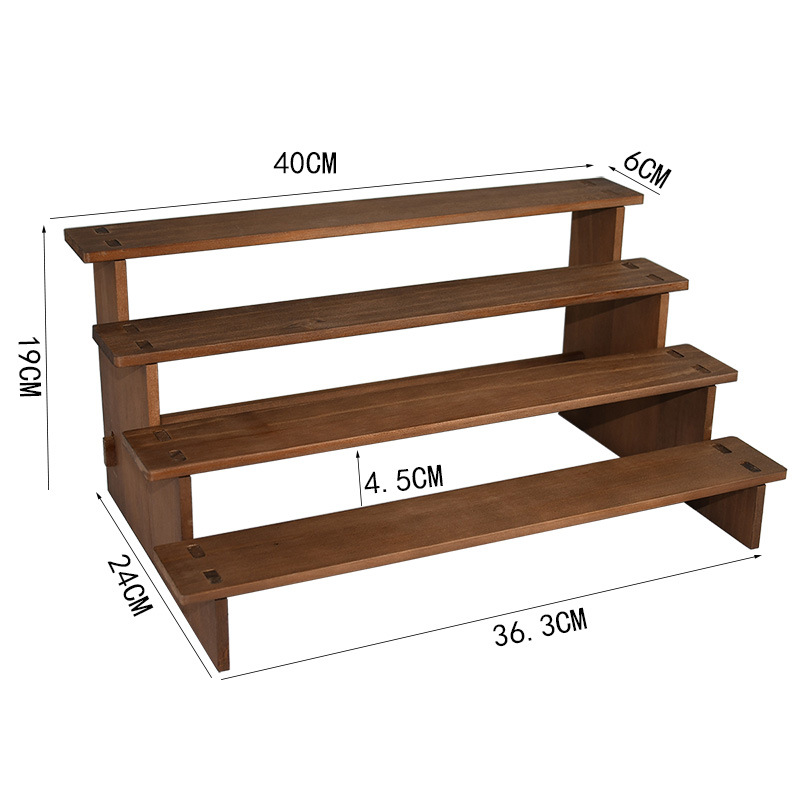 Escalera de madera maciza Vintage, hecho a mano estante de almacenamiento, organizador de soporte de exhibición para cosméticos, joyería en el dormitorio, esmalte de uñas, modelo de coche: Naranja