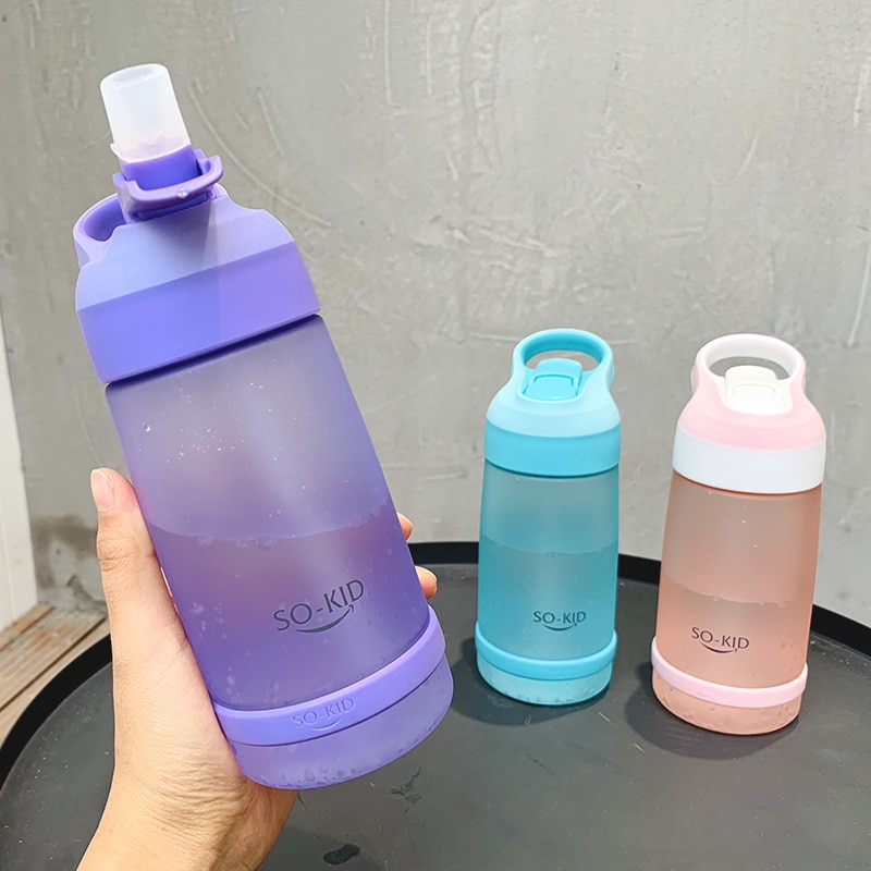 550ml Water Bottle for Kids Children Mini Water Bottle with Straw Sports Bottles FDA Certified Hiking Camping BPA Free H1151