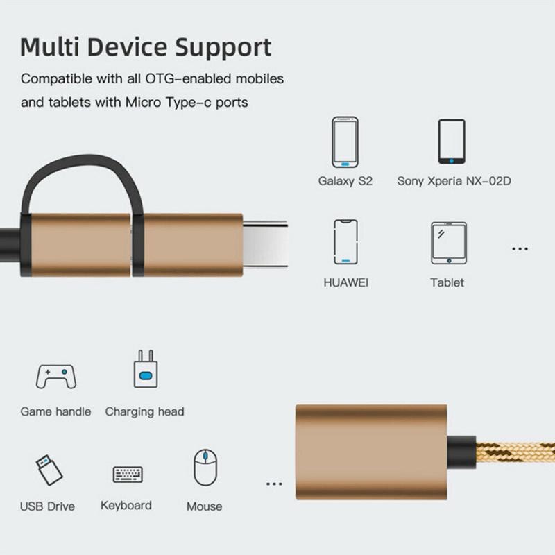 2 In 1 USB/Type-C OTG Adapter Cable Micro To USB 3.0 Adapter Travel Office OTG Adapter Type C Converter USB Converter