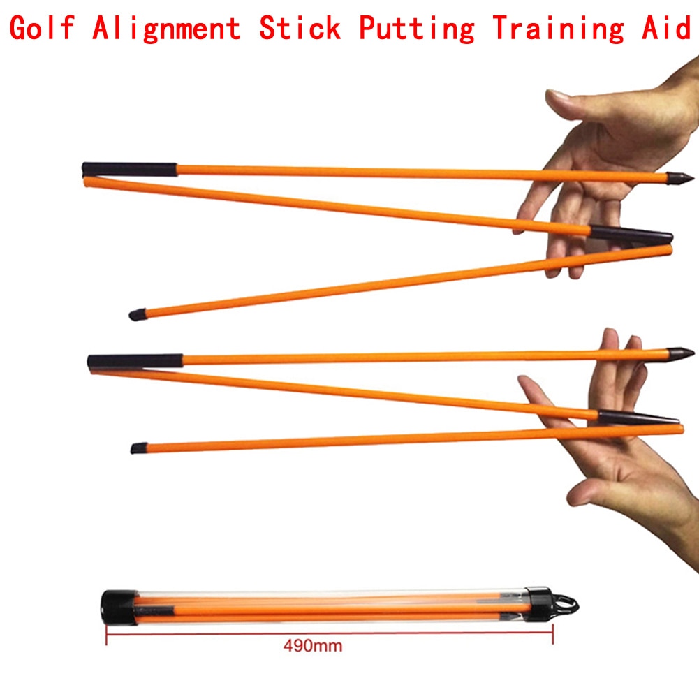 2Pcs 48" Golf Alignment Stick Putting Training Aid To Improve Golf Skills Ball Position Scores Swing Plane Orange Fiberglass