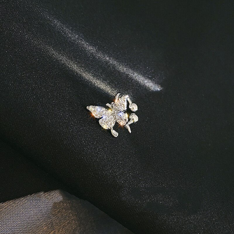 Lange Oorbellen Vrouwen Boog Kwastje Oorbellen Voor-en Achterkant Kristal Boog Kwastje Oorbellen Vrouwelijke Lange Temperament Vlinder Oorbellen: 281yin-C