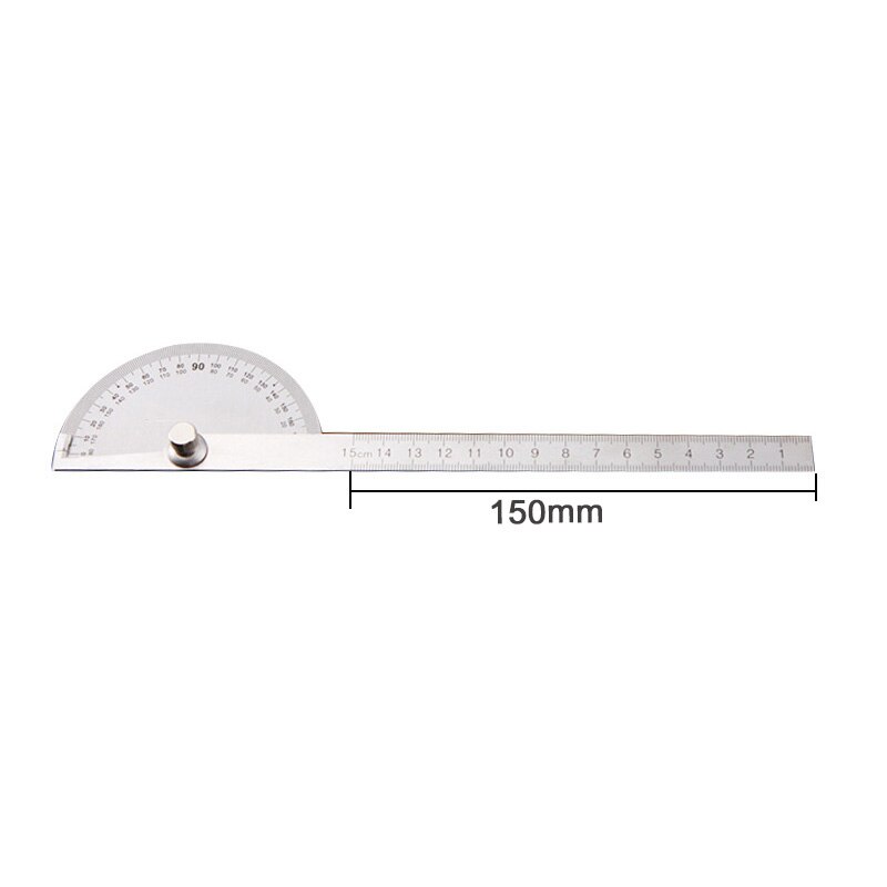 180 Graden Verstelbare Gradenboog Rvs Hoek Gauge Ronde Hoofd Schuifmaat Meten Heerser 0-150Mm Heerser Goniometer: 0-150mm