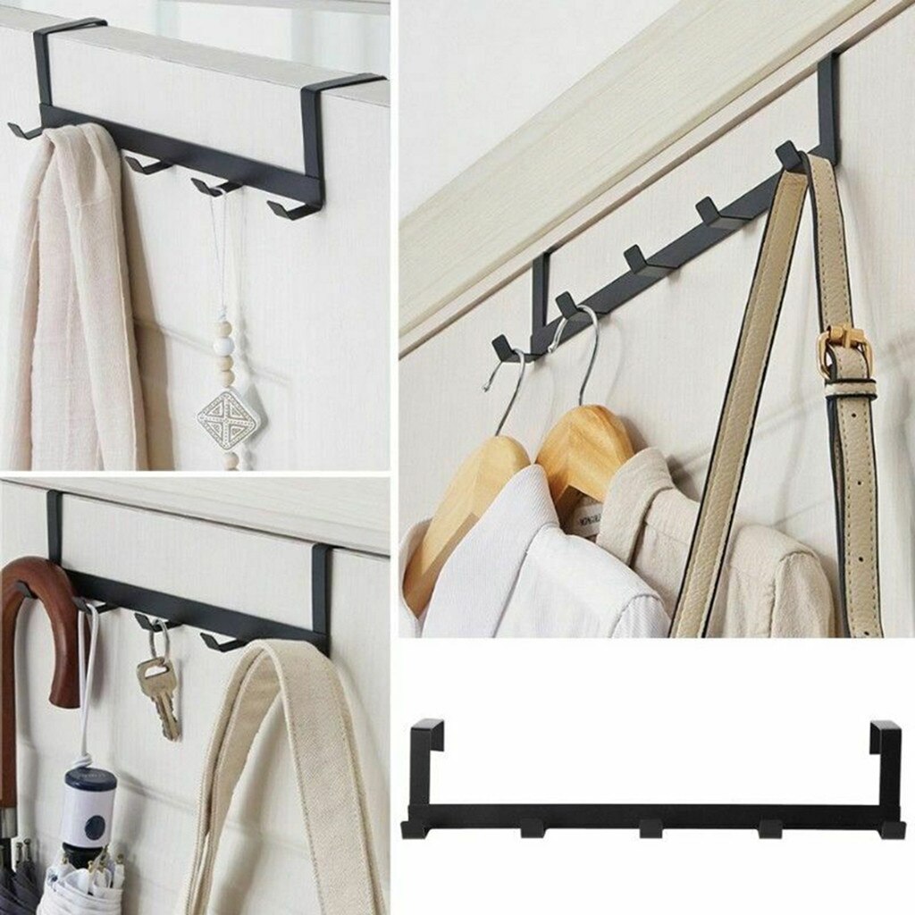 Over De Deur 5 Haken Home Badkamer Organisator Rack Kleding Jas Hoed Handdoek Hanger Housekeeping Organisatoren Haken Up Iron Metalen