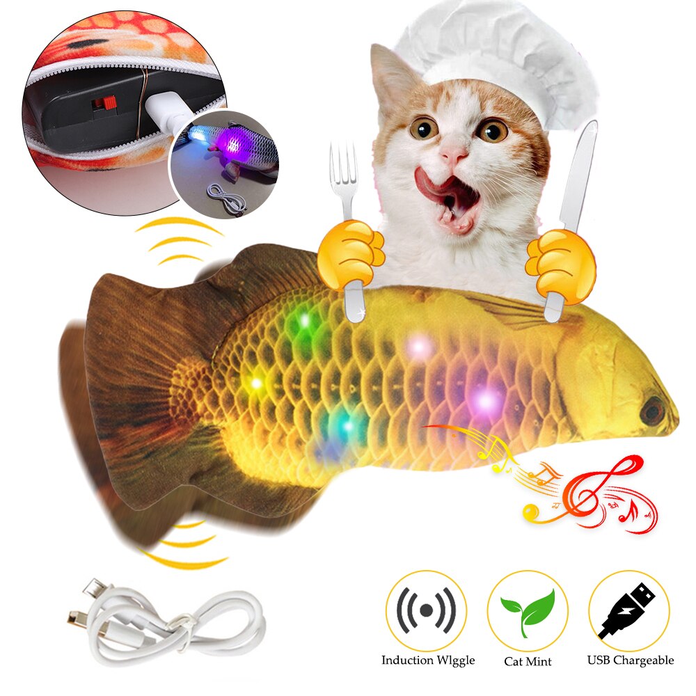 Pet Soft Electronic Fish Shape Cat Toy Electric USB Charging Simulation Fish Toys Funny Cat Chewing Playing Supplies Dropshiping: 13