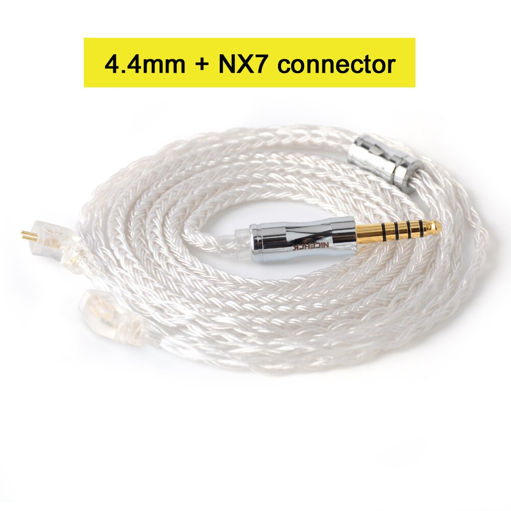 NICEHCK C16-1 16 Cores Silver Plated Cable 3.5/2.5/4.4mm Plug MMCX/2Pin/QDC/NX7 For TFZ KZCCA ZSX C12 NICEHCK NX7 PRO BL-03: 4.4mm With NX7 Pin